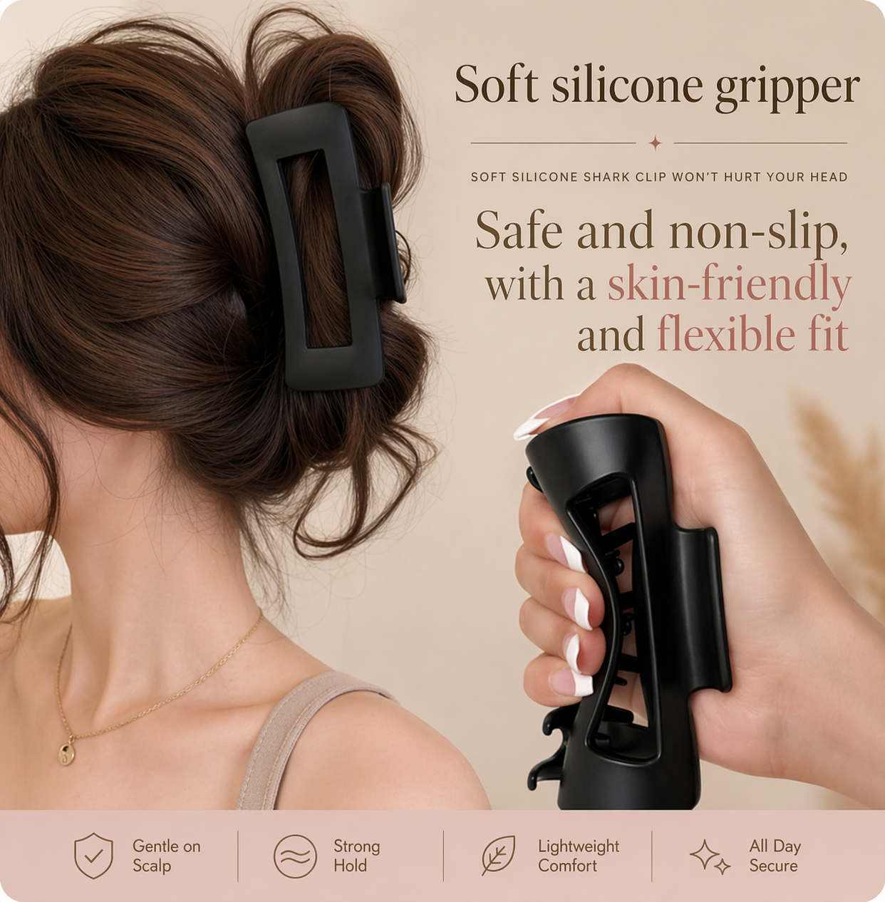 Matte Soft Grip Claw Clip - Holds All Day Without the Headache