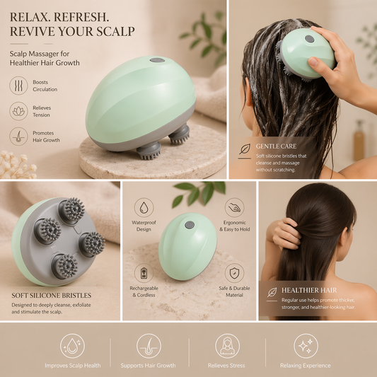 GlowRoots Electric Scalp Massager - Stimulate Growth, Relieve Stress & Restore Scalp Health